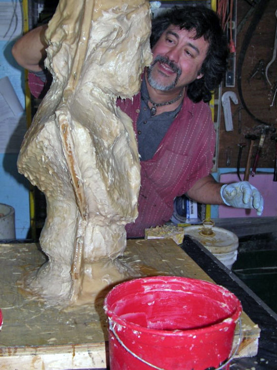 Making a rubber mold of an Edgar Allen Poe bust