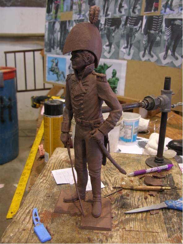Commission Colonel Issac White, clay maquette, Stephen Maxon, 2015