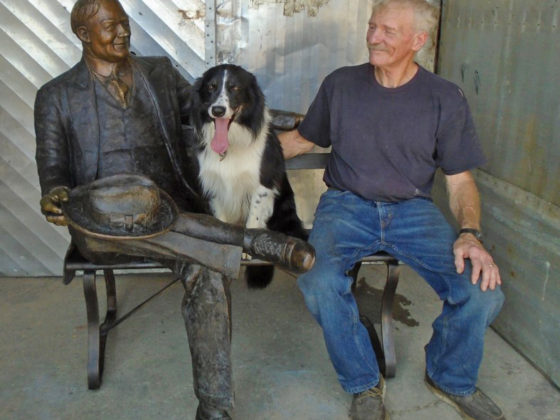 Commission Herbert Hoover and dog, Flash with Stephen Maxon enjotubg a smile