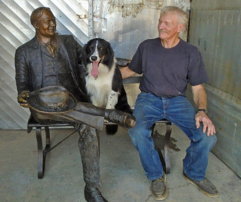 Commission Herbert Hoover and dog, Flash with Stephen Maxon enjotubg a smile